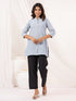 Janasya Women's White Cotton Striped Straight Short Kurti